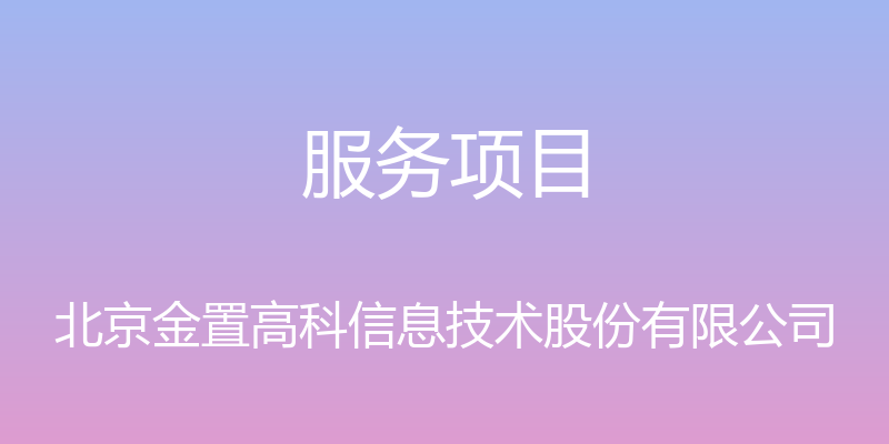 服务项目 - 北京金置高科信息技术股份有限公司