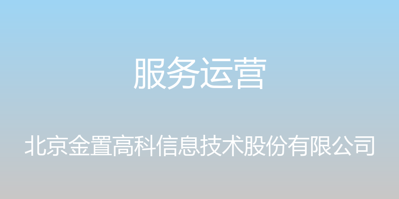 服务运营 - 北京金置高科信息技术股份有限公司